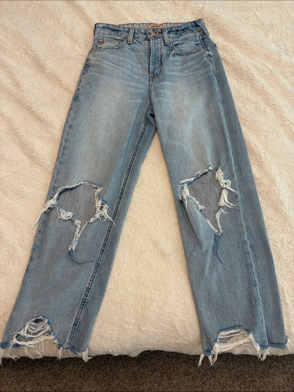 ARIAT Light Blue Distressed Straight-Leg Jeans